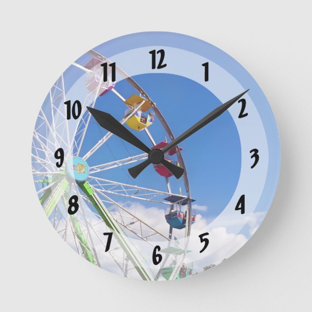 Horloge Ronde Roue Ferris colorée (Recto)