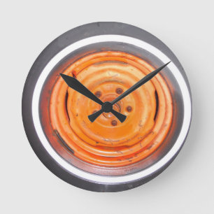 Horloge Ronde Roue vintage de décharge, noir et blanc orange