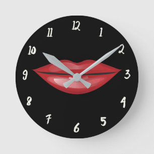 Horloge Ronde Rouge à Lèvres Lèvres Baiser Glamour Glamour