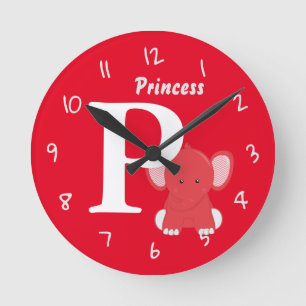Horloge ronde rouge bébé personnalisée