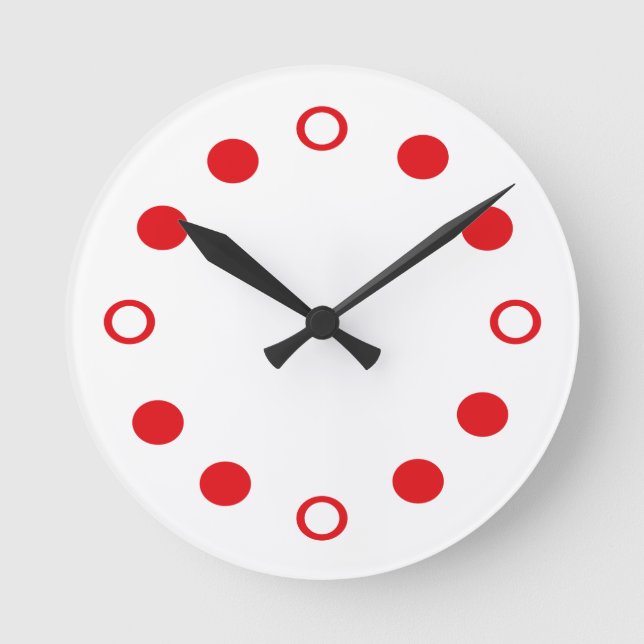 Horloge Ronde Rouge blanc Rétro moderne (Recto)