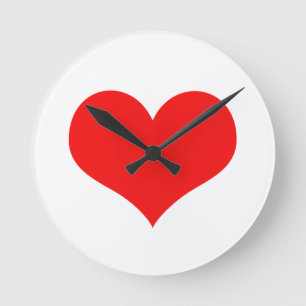 Horloge Ronde Rouge Coeur mignon Saint Valentin Couleur blanche