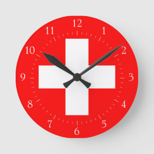 Horloge Ronde Rouge et blanc suisses de la Suisse d'amour du