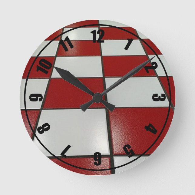 Horloge Ronde Rouge N Blanc Vintage (Recto)