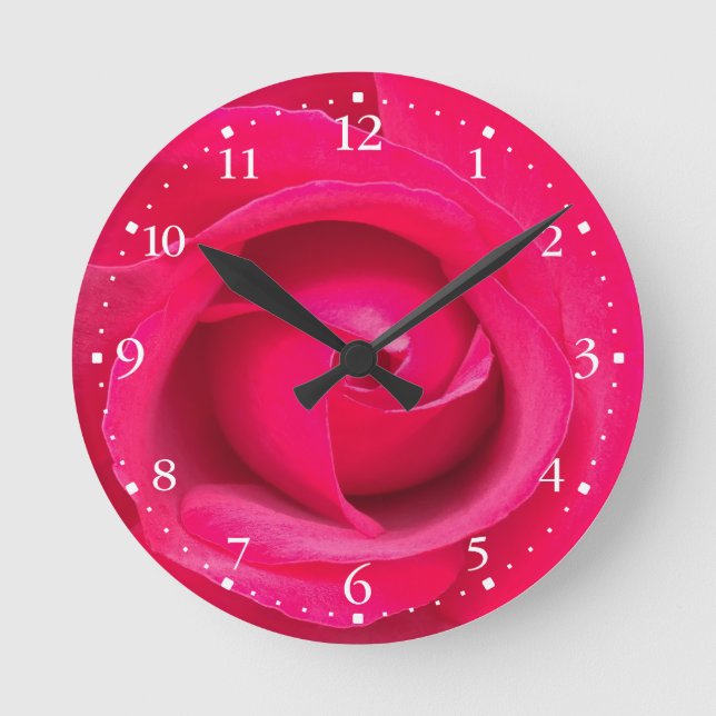 Horloge Ronde Rouge romantique Rose rose (Recto)