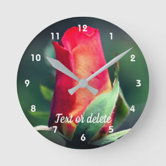 Horloge Ronde Rouge Rosebud Fleur Jaune Points forts Personnalis