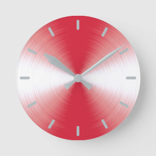 Horloge Ronde Rouge Rubis Rayonnant Contemporain