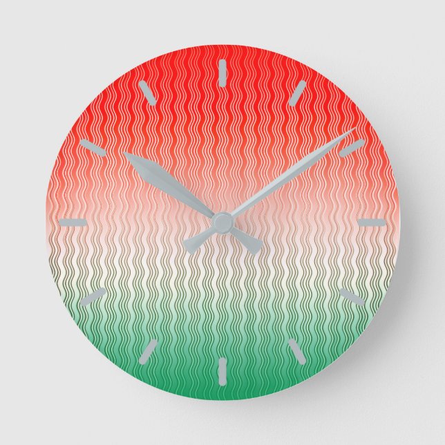 Horloge Ronde Rouge Silver Green Wavy (Recto)