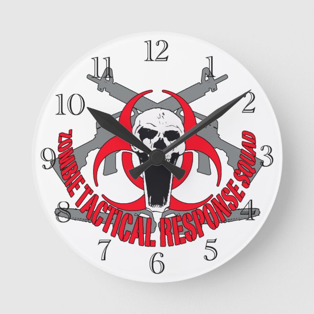 Horloge Ronde Rouge tactique zombie (Recto)