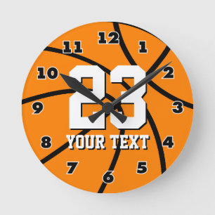 Horloge Ronde Round basketball clock with custom number and text