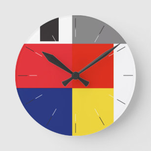 Horloge Ronde ROUND DE COLORS rouge, jaune, bleu, noir, abstract