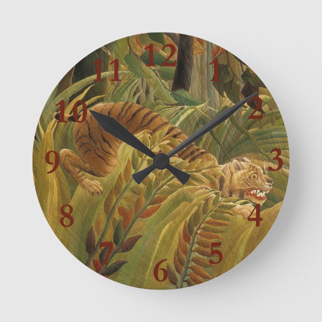 Horloge Ronde Rousseau Jungle Tropical Tiger Art (Recto)