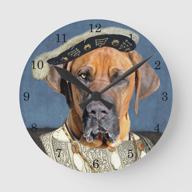 Horloge Ronde Royal Brazilian Mastiff Round Clock (Recto)