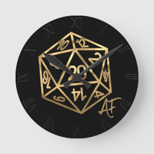 Horloge Ronde RPG Crit AF   Pipe Imaginaire Or PnP Jeu Dice