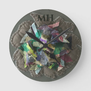 Horloge Ronde Ruban abstrait coloré en textile 3D personnalisé r