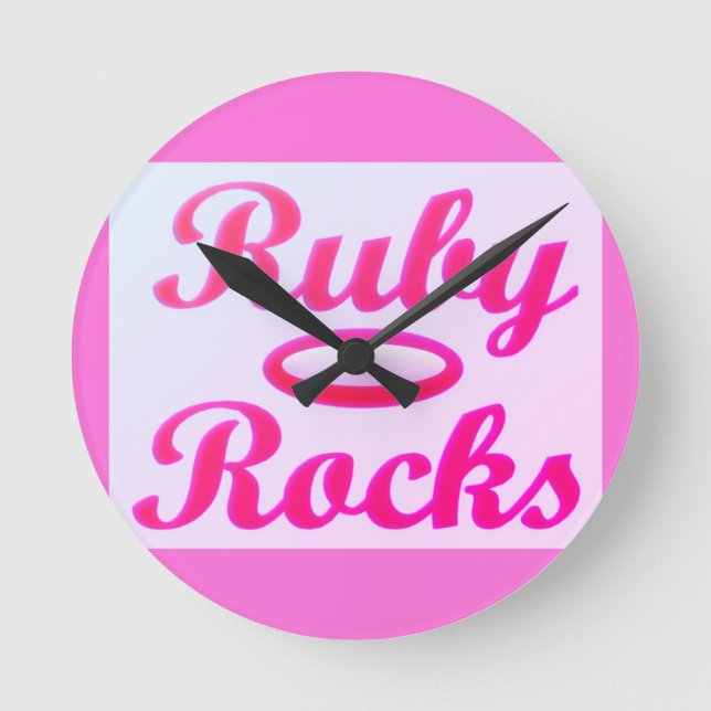 Horloge Ronde Ruby Rocks design SWEET PINK (Recto)