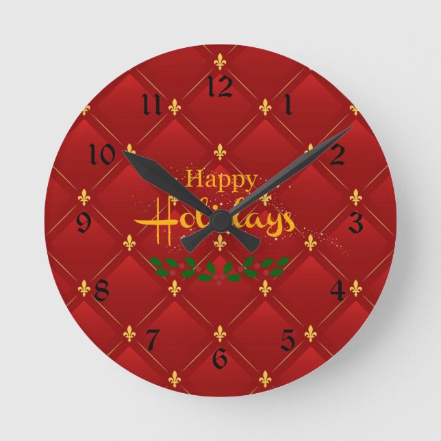 Horloge Ronde Ruby Rouge et or Art Déco/Art Nouveau (Recto)