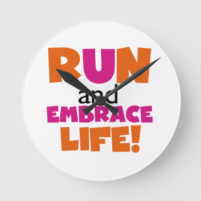 Horloge Ronde Run and Embrassez Life Orange Pink (Recto)