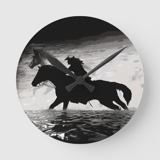 Horloge Ronde Running with Spirits - Horses  Round Clock (Recto)