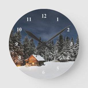 Horloge Ronde Russe Cabine neige hiver