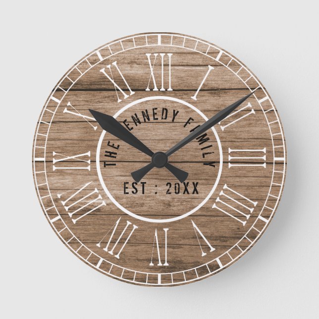 Horloge Ronde Rustic Barn Wood Farmhouse (Recto)