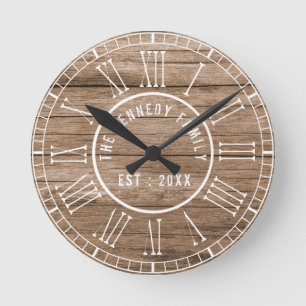 Horloge Ronde Rustic Barn Wood Farmhouse