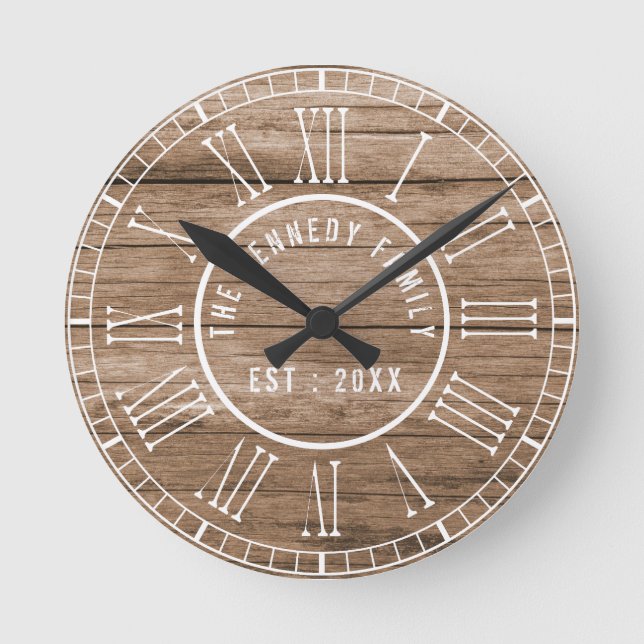 Horloge Ronde Rustic Barn Wood Farmhouse (Recto)