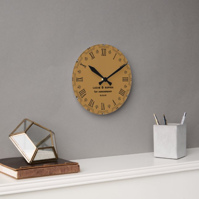 Horloge Ronde Rustic Paper 1st Wedding Anniversary Wall Clock (Bureau)