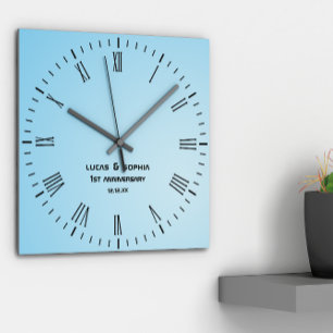 Horloge Ronde Rustic Paper 1st Wedding Anniversary Wall Clock