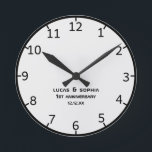 Horloge Ronde Rustic Paper 1st Wedding Anniversary Wall Clock<br><div class="desc">Rustic Paper 1st Wedding Anniversary Wall Clock</div>