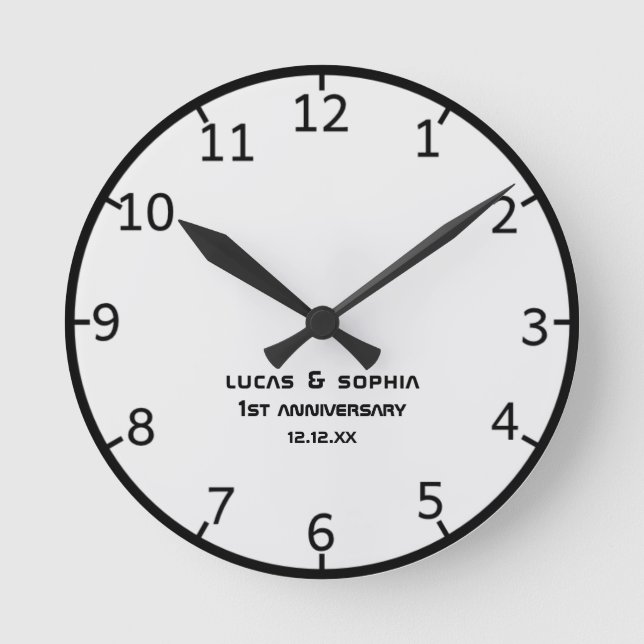 Horloge Ronde Rustic Paper 1st Wedding Anniversary Wall Clock (Recto)