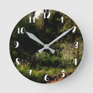 Horloge Ronde Rustic Trail Floral Enchanted Forest Garden
