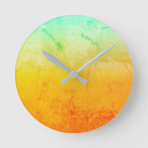 Horloge Ronde Rustic Turquoise et or