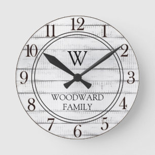 Horloge Ronde Rustic Wood Family