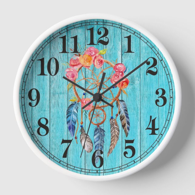 Horloge ronde Rustique Dreamcatcher (Recto)