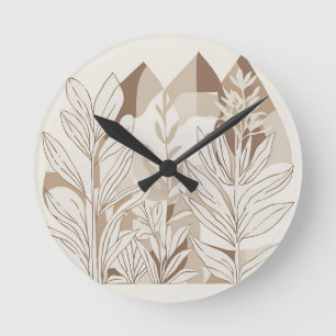 Horloge Ronde Rustique Fleur sauvage en terre cuite Boho Eclecti