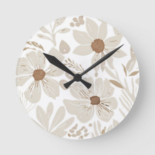 Horloge Ronde Rustique Fleur sauvage en terre cuite Boho Eclecti