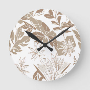 Horloge Ronde Rustique Fleur sauvage en terre cuite Boho Eclecti
