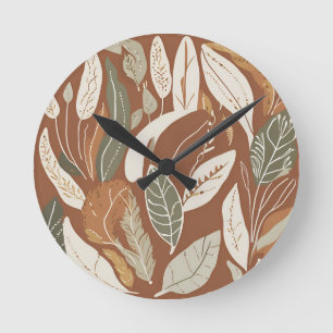 Horloge Ronde Rustique Fleur sauvage en terre cuite Boho Eclecti