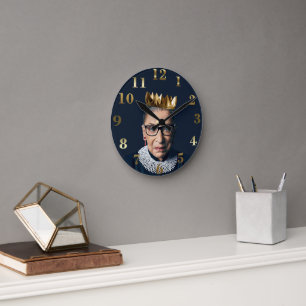 Horloge Ronde Ruth Bader Ginsburg avec couronne d'or
