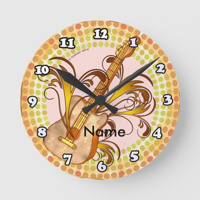Horloge Ronde Rythme de Guitare (Recto)