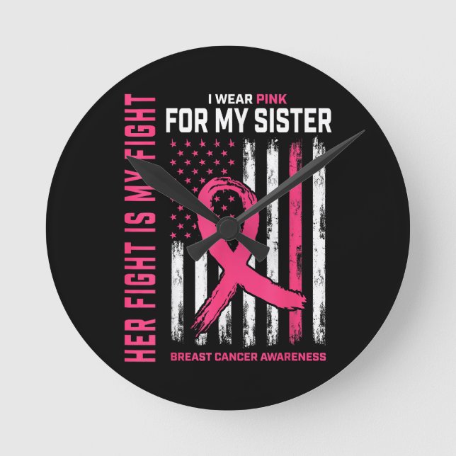 Horloge Ronde Sa Lutte Est Ma Lutte Je Porte Pink Sister Breast  (Recto)
