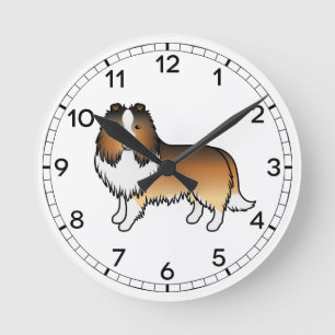 Horloge Ronde Sable Shetland Sheepdog Shelter Dessin Chien