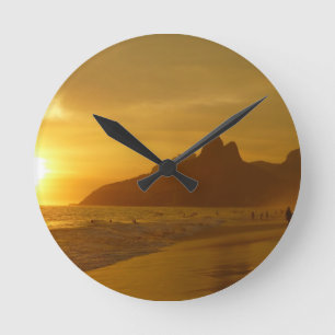 Horloge Ronde Sable tropical d'amour de paix de l'eau d'océan de