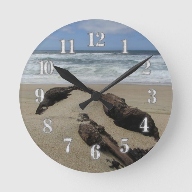 Horloge Ronde Sables et Driftwood West Coast Landscape Beach (Recto)