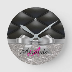 Horloge Ronde Sac électronique monogramme noir parties scintilla