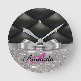 Horloge Ronde Sac électronique monogramme noir parties scintilla