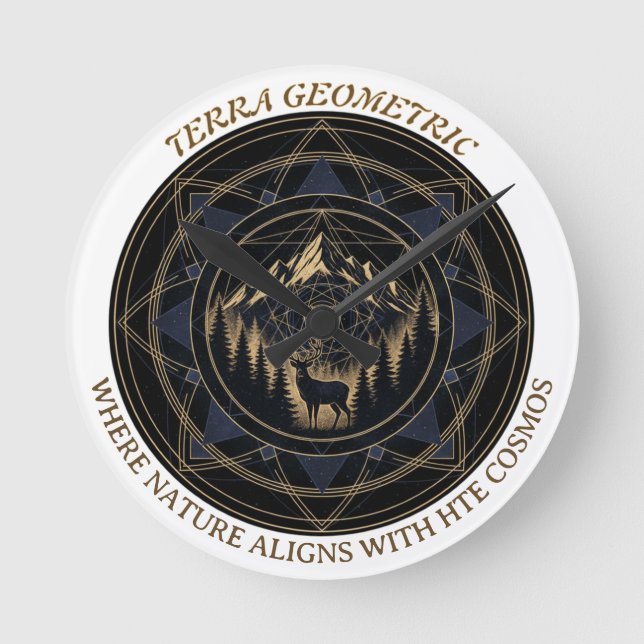 Horloge Ronde Sacred Geometry • Mountains & Forest (NO NUMBERS) (Recto)