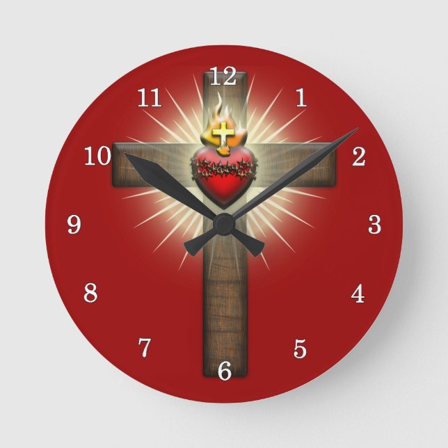 Horloge Ronde Sacred Heart de Jésus-Cross (Recto)