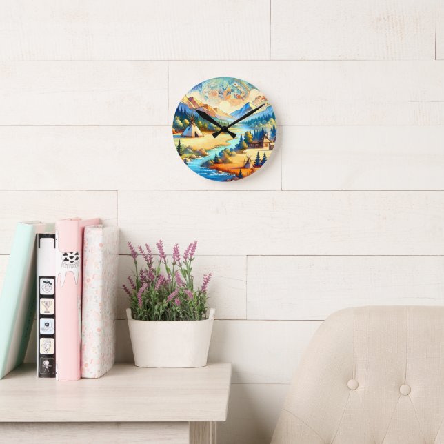 Horloge Ronde Sacred Valley - Native American Tribal Landscape (Salle de lecture)